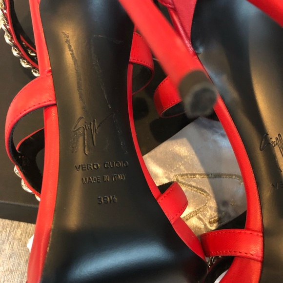 Giuseppe Zanotti Red Leather Snake Chain Sandal - Picture 7 of 8